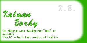 kalman borhy business card